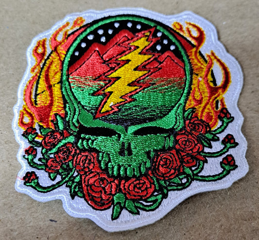 Grateful Dead Fire On The Mountain Steal Your Face Patch - HalfMoonMusic