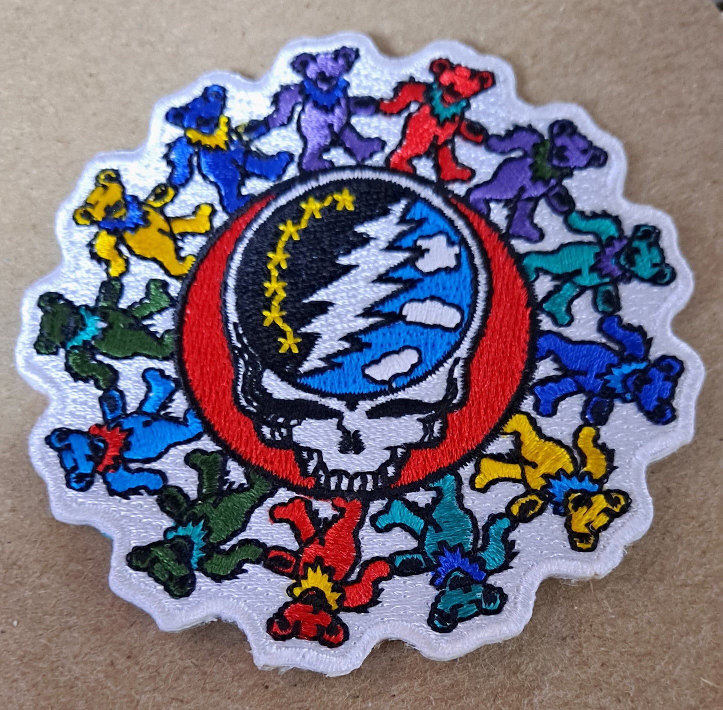 Grateful Dead Dancing Bear Circle Stealie Patch - HalfMoonMusic