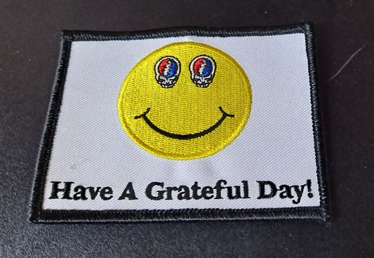 Grateful Dead Have A Grateful Day Stealie Smiley Face Patch - HalfMoonMusic