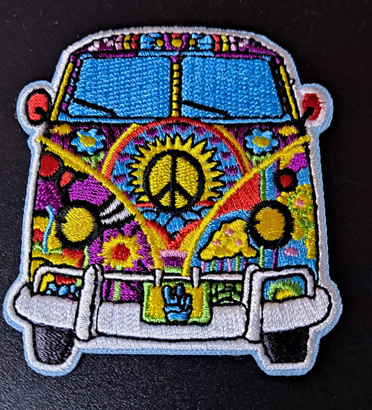 Volkswagen Hippie Bus Peace Flower Power Patch - HalfMoonMusic