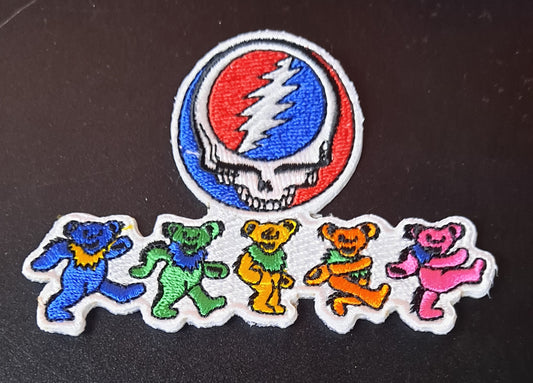 Grateful Dead Stealie Dancing Bear Line Patch - HalfMoonMusic