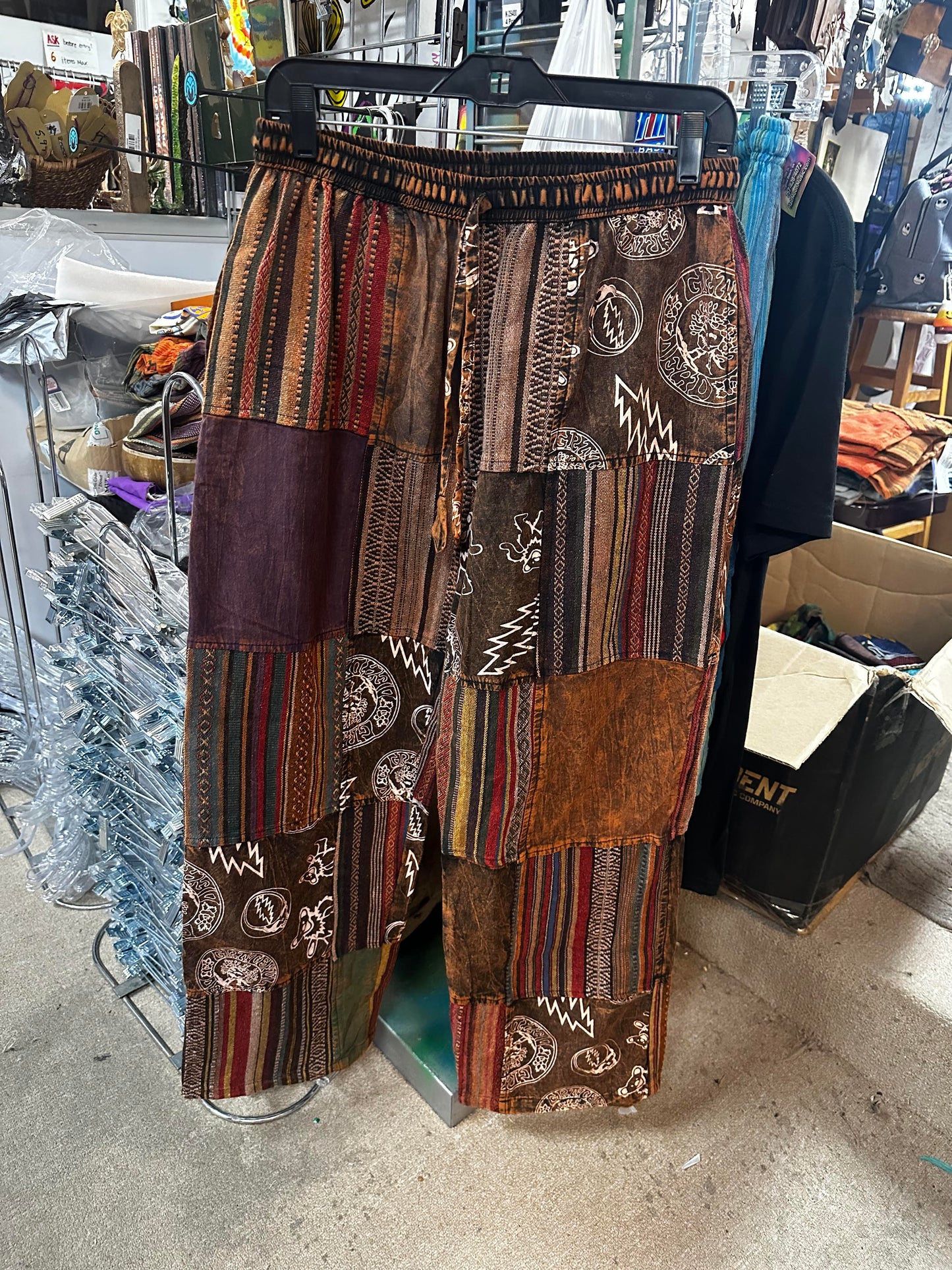 Men's Grateful Dead Print Patchwork Drawstring Pants