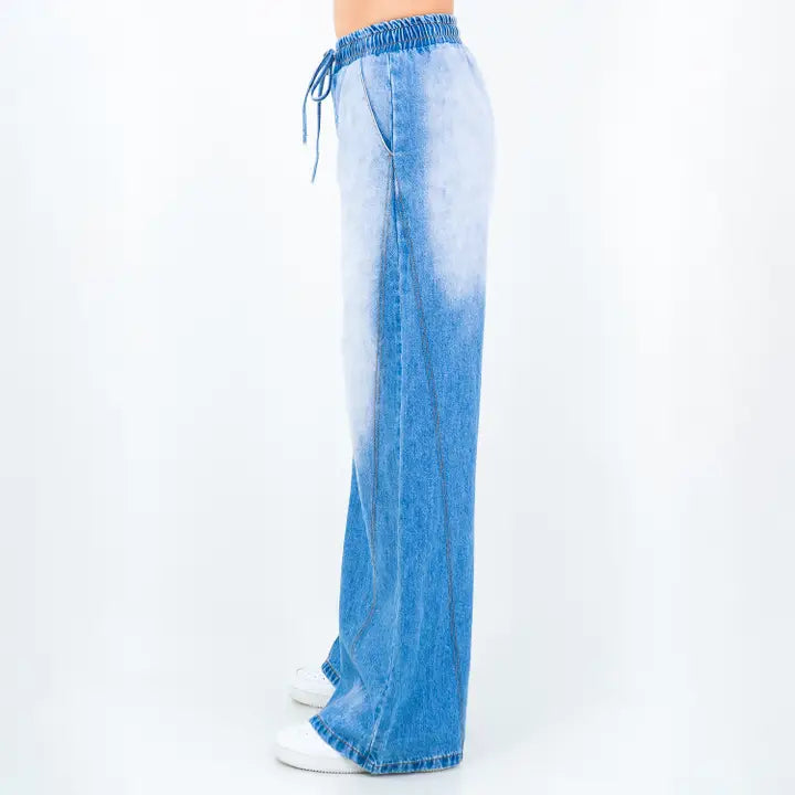Womens Wide Leg Pull On Style Jeans