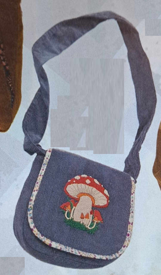 Corduroy Mushroom Embroidered Gumdrop Shoulder Bag