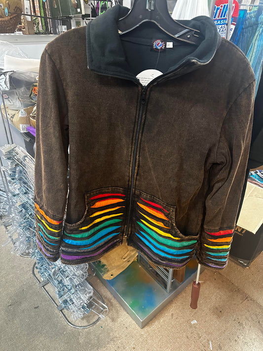Women's Razor Cut Rainbow Bolt Embroidered Jacket