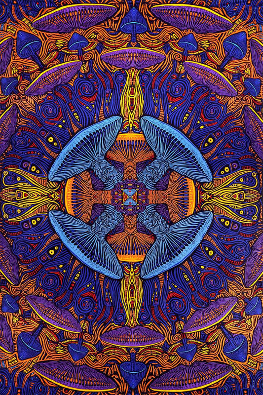 3D Mushroom Tapestry - HalfMoonMusic