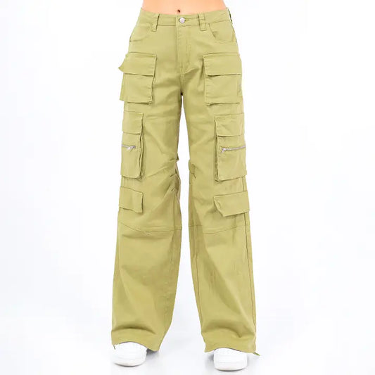 Women's Wide Leg Multi Pocket Pants Sage