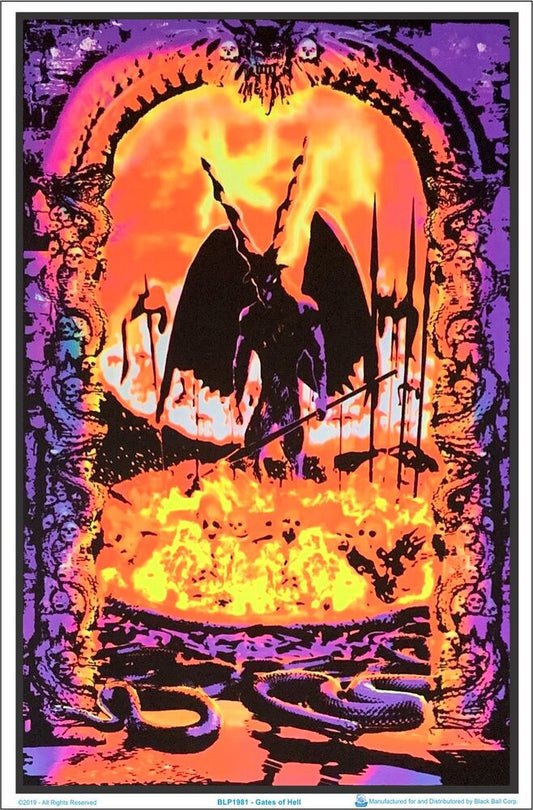 Gates Of Hell Flocked Blacklight Poster