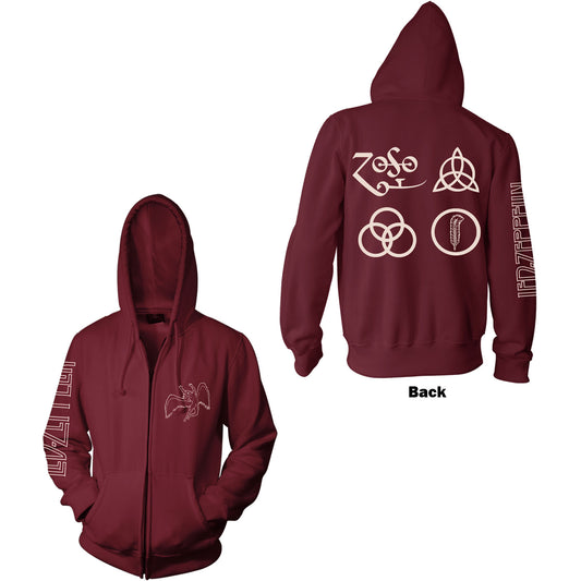 Unisex Led Zeppelin Symbols Zipped Hoodie