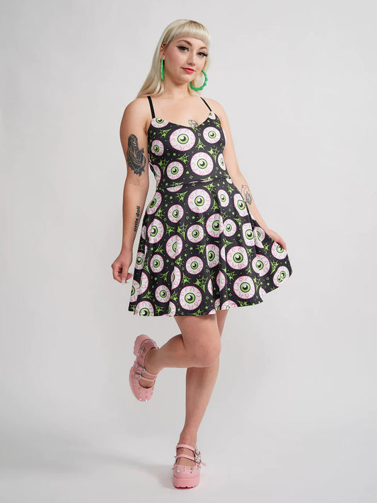 Sourpuss Jeepers Peepers Strappy Skater Dress