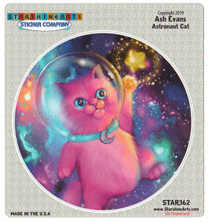 Astronaut Cat Sticker - HalfMoonMusic