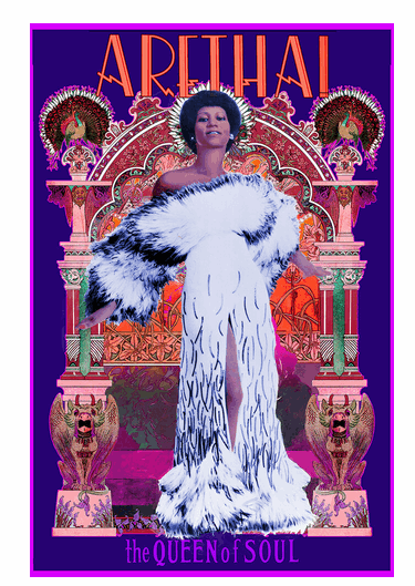 Aretha Franklin The Queen Of Soul Nouveau Art Print - HalfMoonMusic