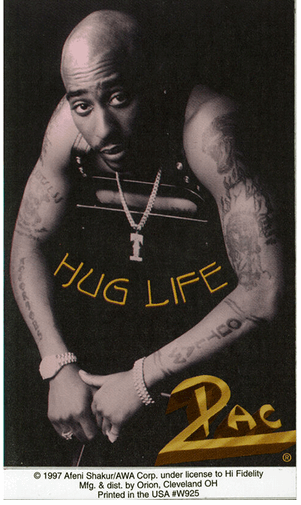 2Pac Hug Life  Window Sticker - HalfMoonMusic