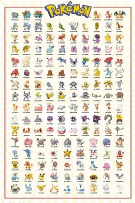 11x17 Pokemon Countertop Poster - HalfMoonMusic