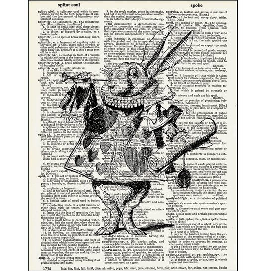 Alice in Wonderland Trumpet Rabbit Dictionary Page Art Print - HalfMoonMusic