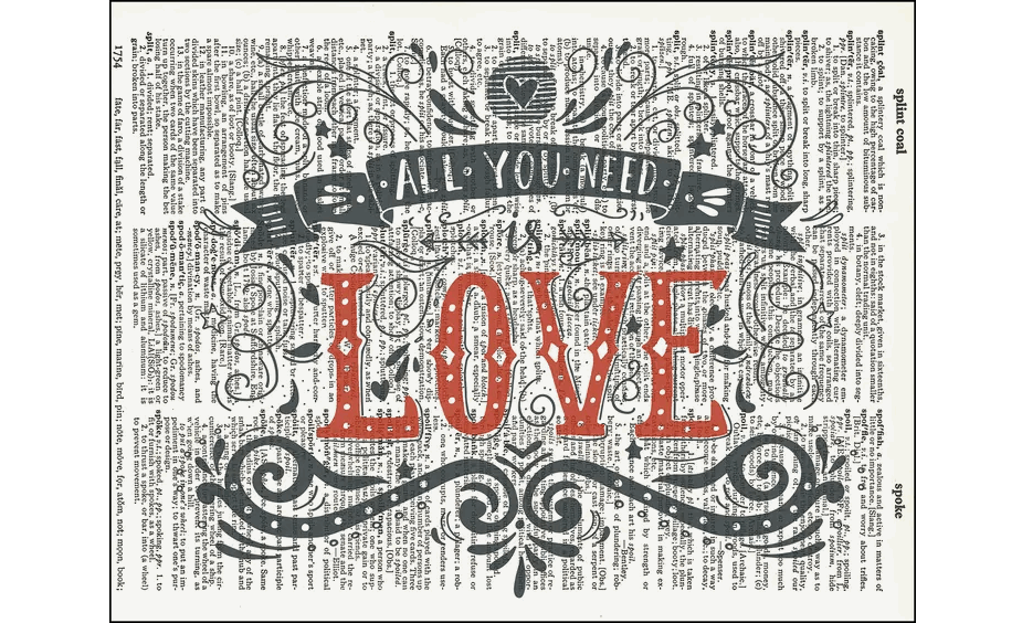 All You Need Is Love Dictionary Page Art Print - HalfMoonMusic