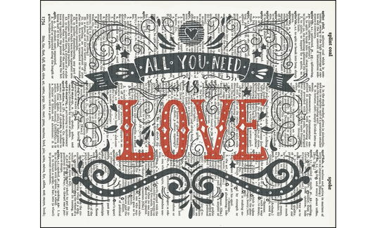 All You Need Is Love Dictionary Page Art Print - HalfMoonMusic