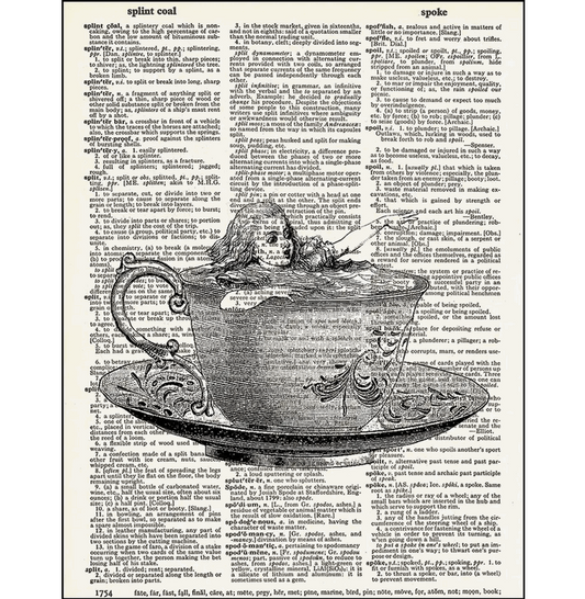 Alice in Wonderland Teacup Dictionary Page Art Print - HalfMoonMusic
