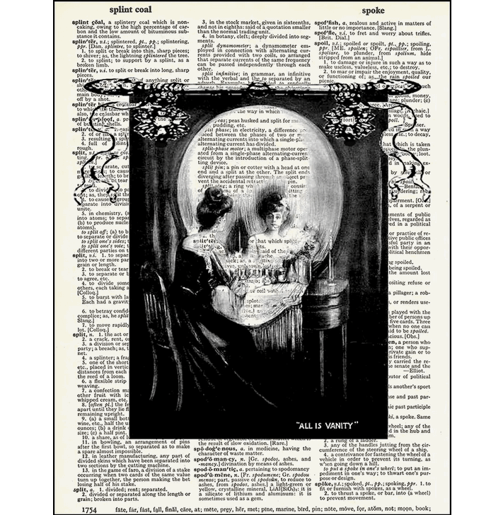 All Is Vanity Skull Dictionary Page Art Print - HalfMoonMusic