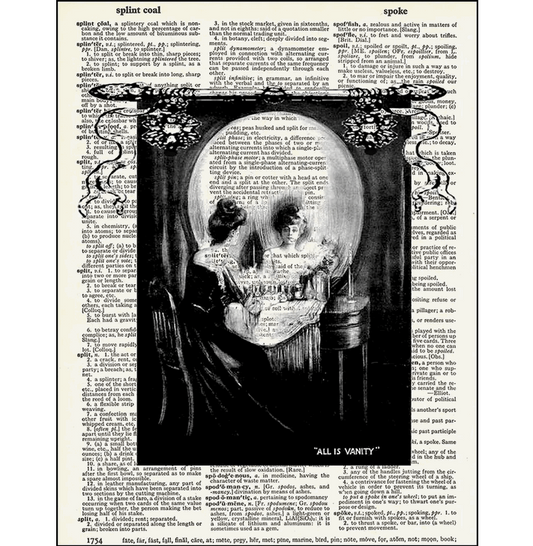 All Is Vanity Skull Dictionary Page Art Print - HalfMoonMusic