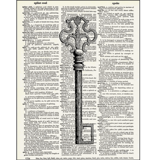 Antique Skeleton Key Dictionary Page Art Print - HalfMoonMusic