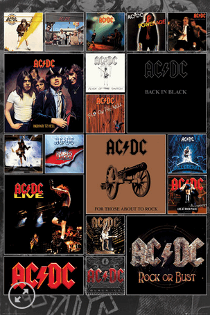11x17 AC/DC Covers Countertop Poster - HalfMoonMusic