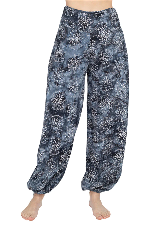 Women's Rayon Tie-Dye Space Batik Tapered Elastic Harem Pants - HalfMoonMusic