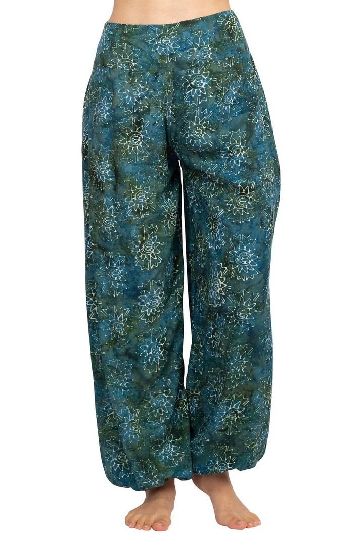 Women's Rayon Tie-Dye Space Batik Tapered Elastic Harem Pants - HalfMoonMusic
