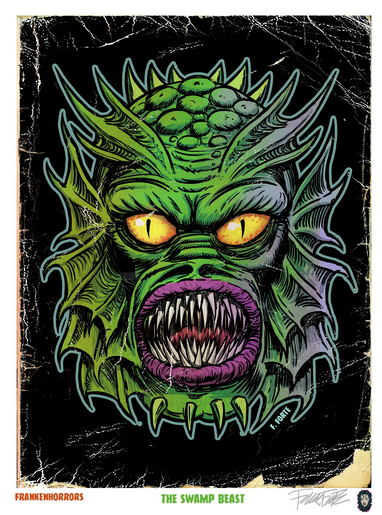 Frank Forte Frankenhorrors The Swamp Beast Art Print - HalfMoonMusic