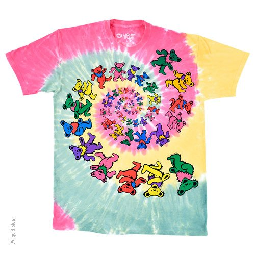 Men's Grateful Dead Dancing Bear Rasta Color Spiral Tie-Dye T-Shirt - HalfMoonMusic
