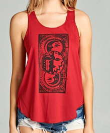 Women's Celestial Moon Graphic Tank Top - HalfMoonMusic