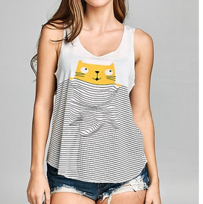Women's Illusion Cat Tank Top - HalfMoonMusic