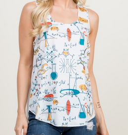 Women's All Over Science Print Tank Top - HalfMoonMusic