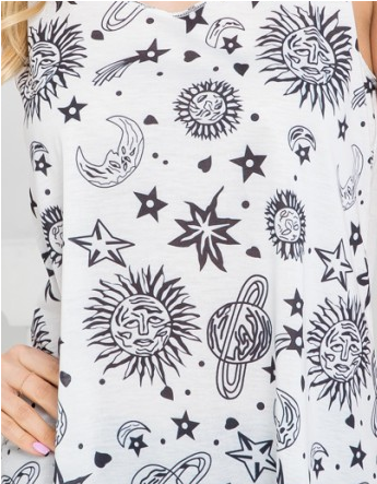 Women's Celestial Print Tank Top - HalfMoonMusic