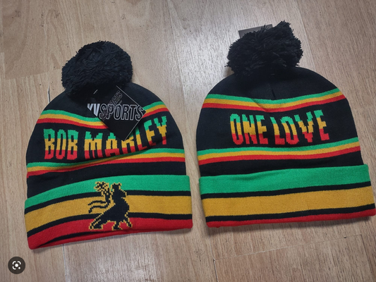 Bob Marley One Love Pom Pom Beanie - HalfMoonMusic