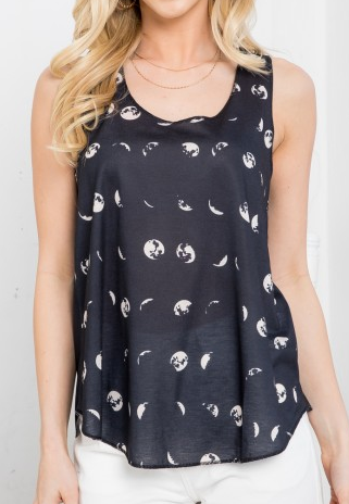Women's Cotton Moon Phases All Over Print Tank Top - HalfMoonMusic