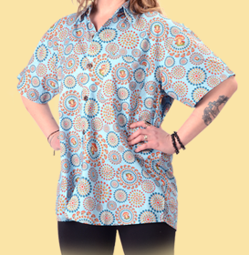 Unisex Cotton Mushroom Burst Print Button Down Shirt - HalfMoonMusic