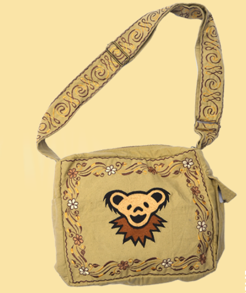 Grateful Dead Hand Embroidered Floral Dancing Bear Venture Bag - HalfMoonMusic