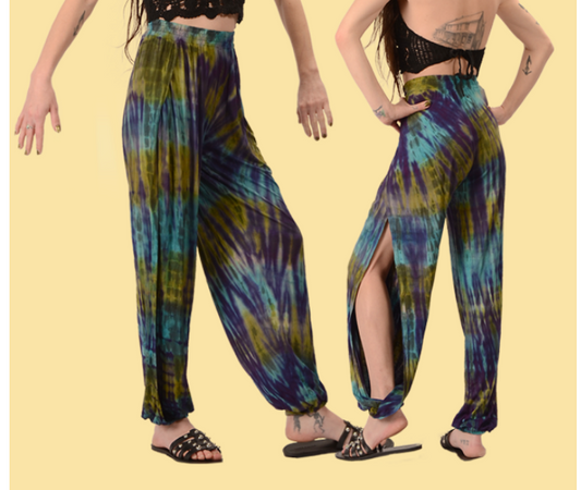 Women's Spandex Split Seam Tie-Dye Harem Pants - HalfMoonMusic