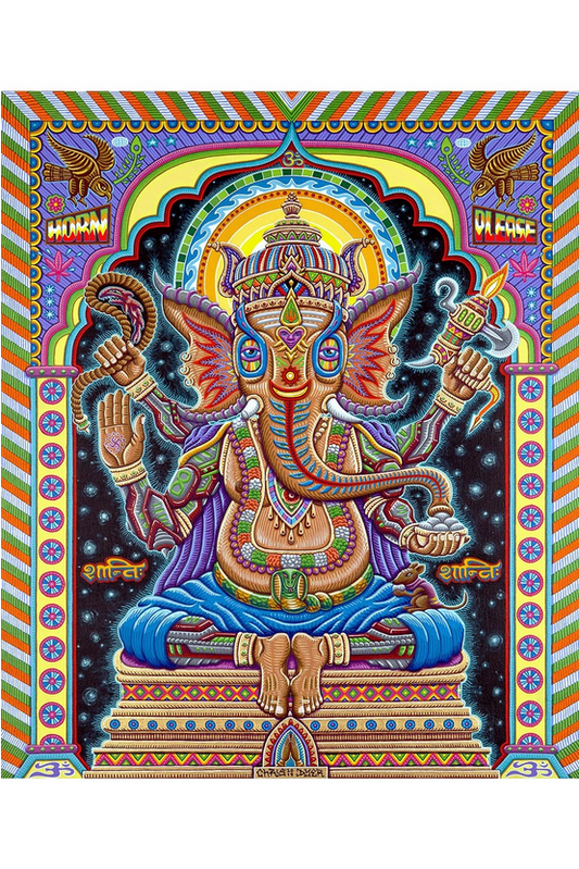 Jai Ganesha Heady Art Print Tapestry - HalfMoonMusic