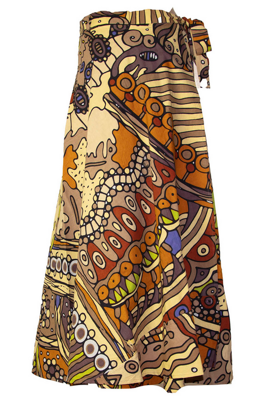 Women's Plant Dream Mandala Wrap Skirt with Zip Pocket - HalfMoonMusic
