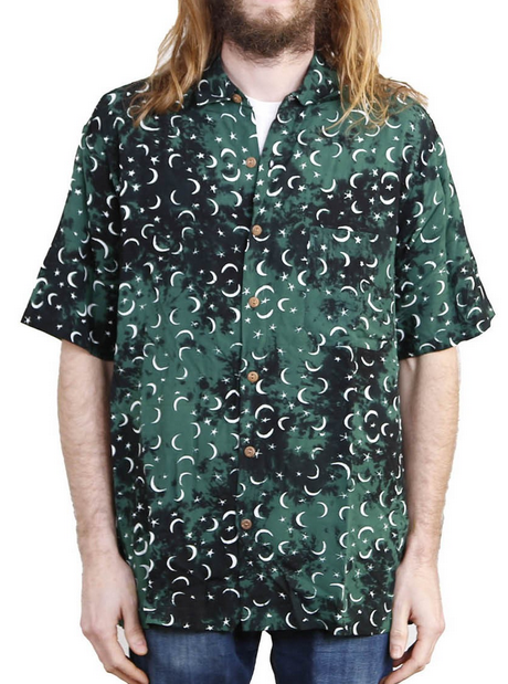 Men's Tie-Dye Starry Moons Hary Dary Button Down Shirt - HalfMoonMusic