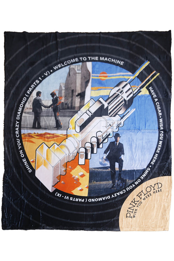 Pink Floyd Wish You Were Here Record Label Fleece Throw Blanket - HalfMoonMusic