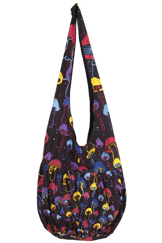 Magic Mushroom Print Large Hobo Bag - HalfMoonMusic