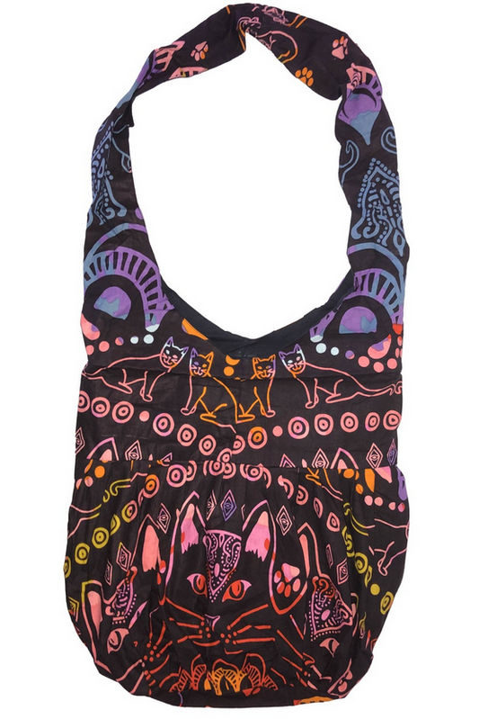 Cat Mandala Print Large Hobo Bag - HalfMoonMusic