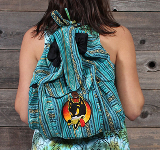 Grateful Dead Cotton Weave Dire Wolf Embroidered Backpack - HalfMoonMusic