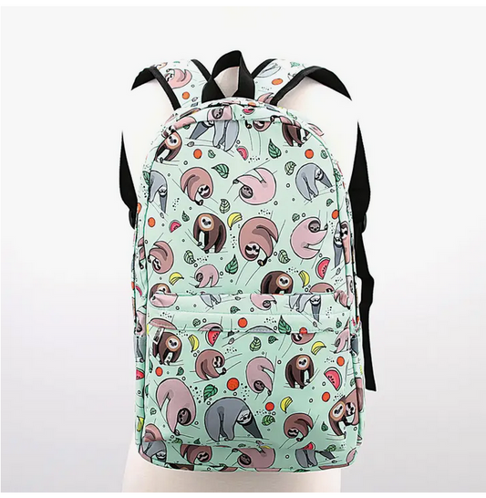 Polyester Sloth Print Backpack - HalfMoonMusic
