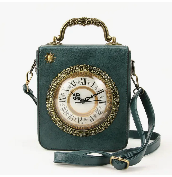 Vintage Clock Rectangle Shoulder Bag - HalfMoonMusic