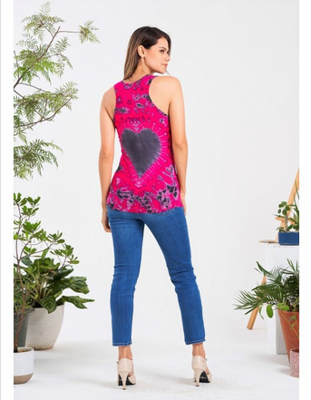 Women's Tie-Dye Love Print Tank Top - HalfMoonMusic