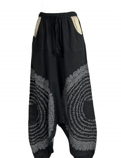 Women's Cotton Drawstring Waist Mandala Circle Pattern Harem Pants - HalfMoonMusic